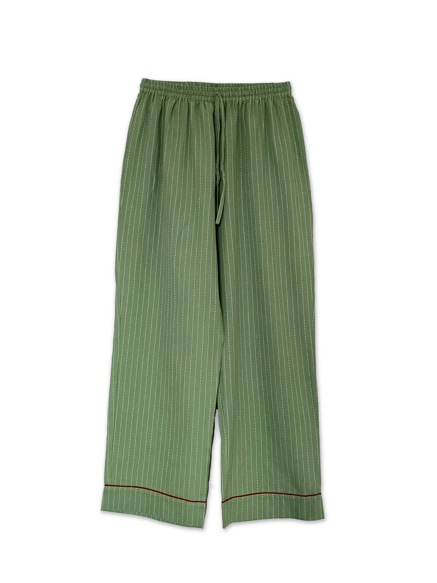 Green Handloom Long Pyjama Set