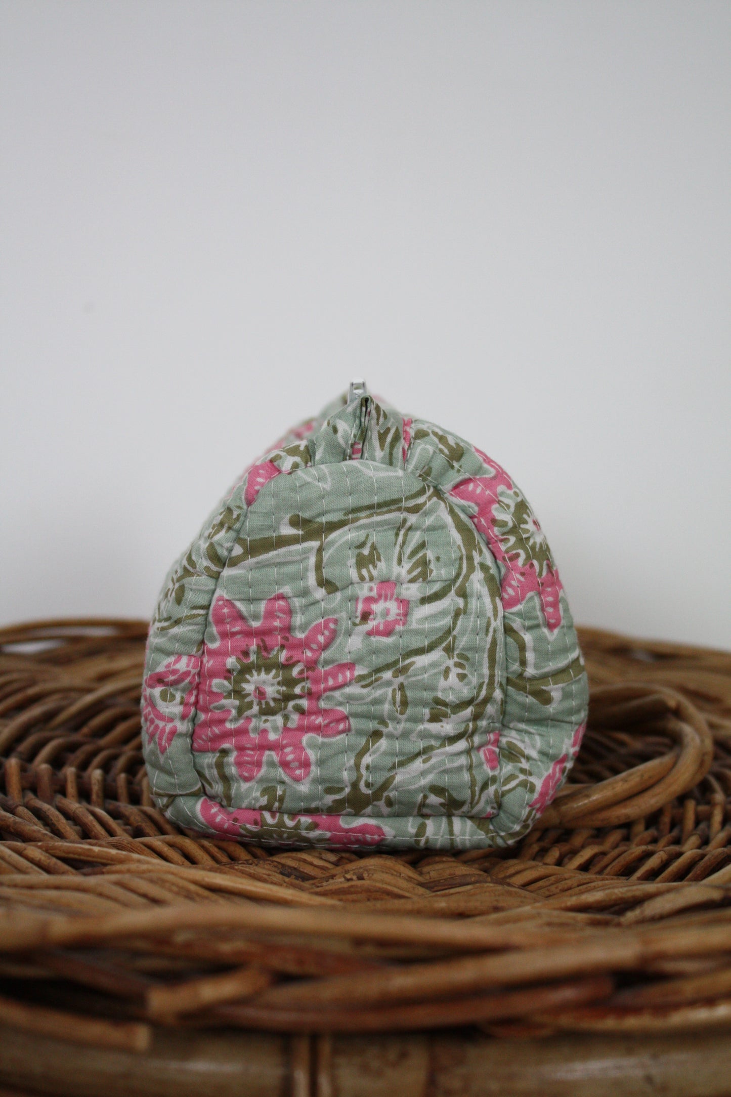 Green Floral Washbag