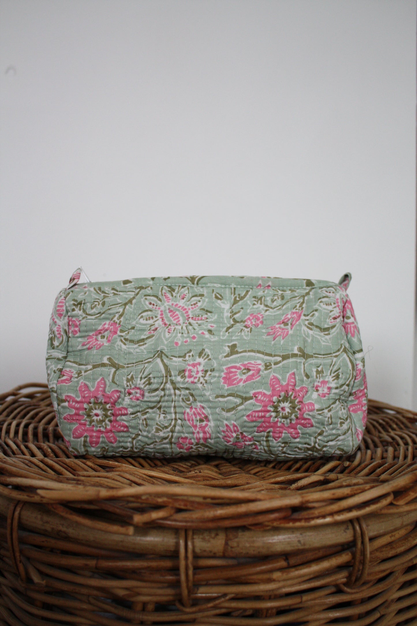 Green Floral Washbag