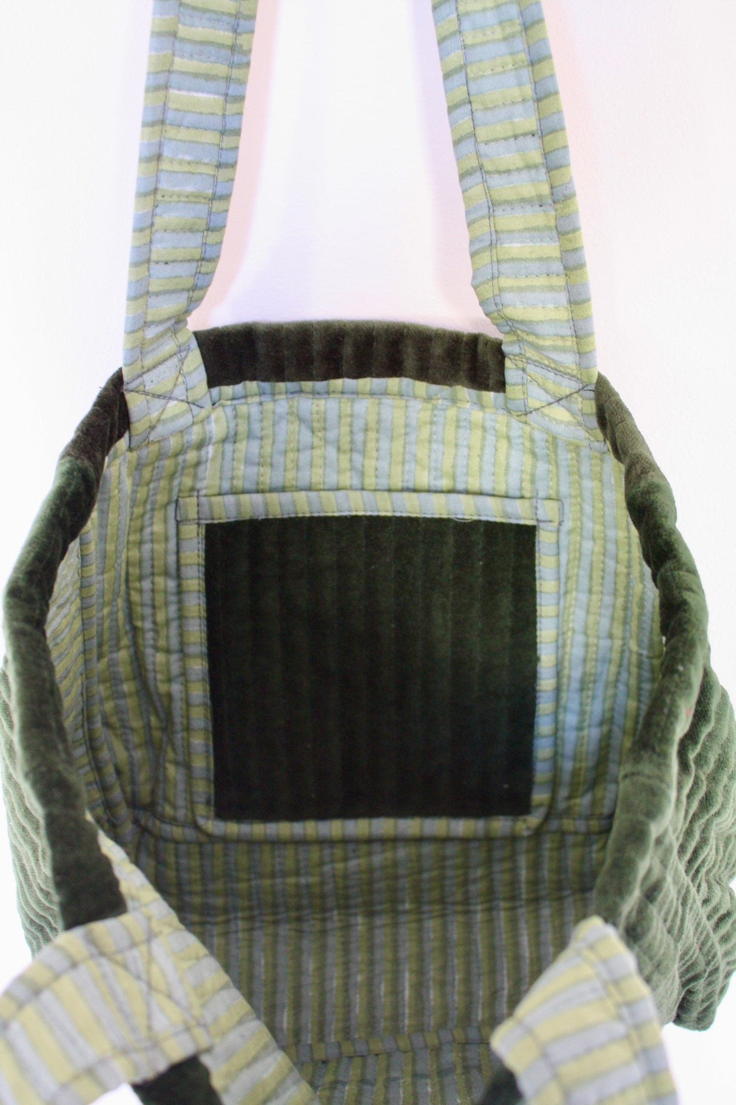 Green Gingham Velvet Bag