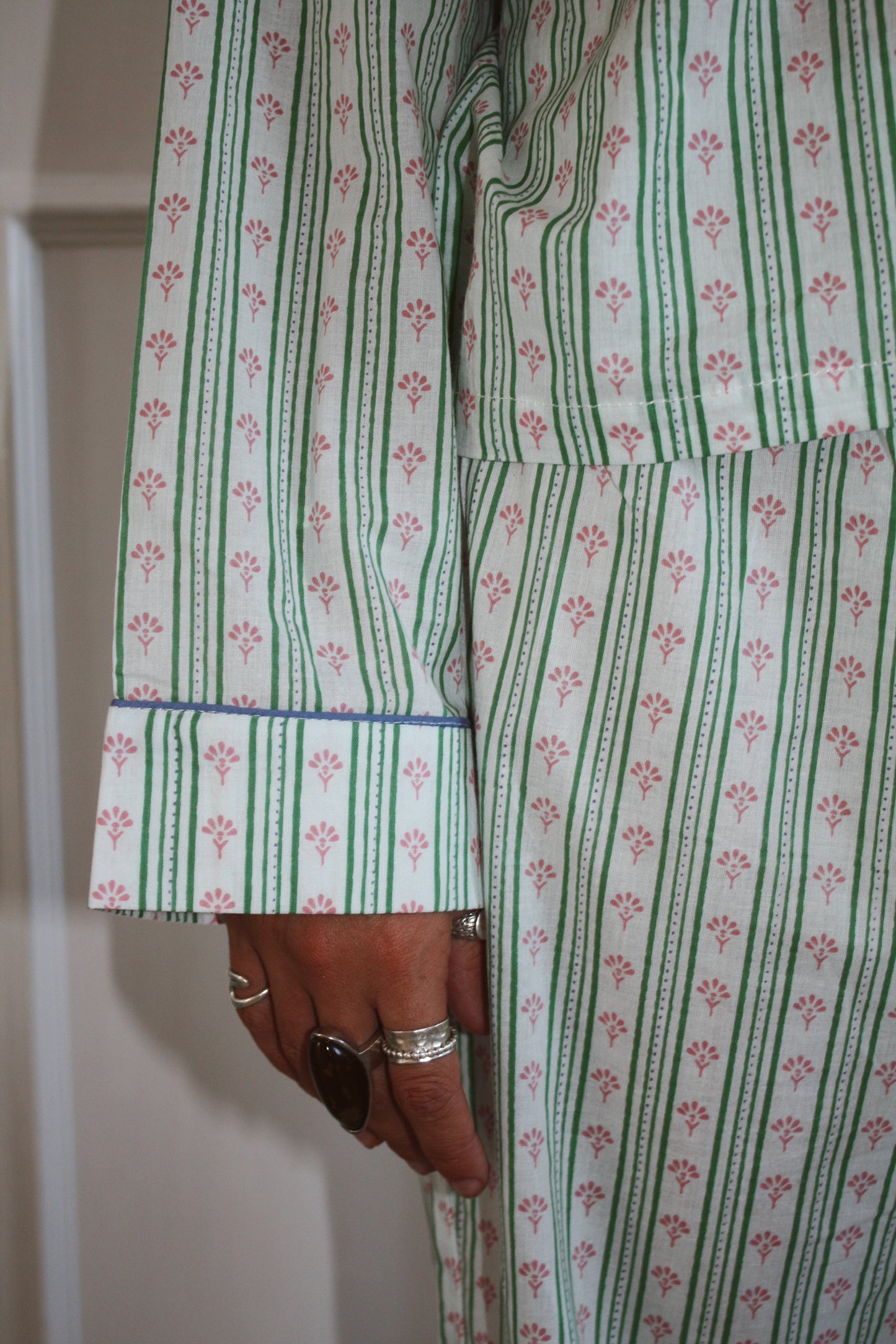 Green Stripe Long Pyjama Set