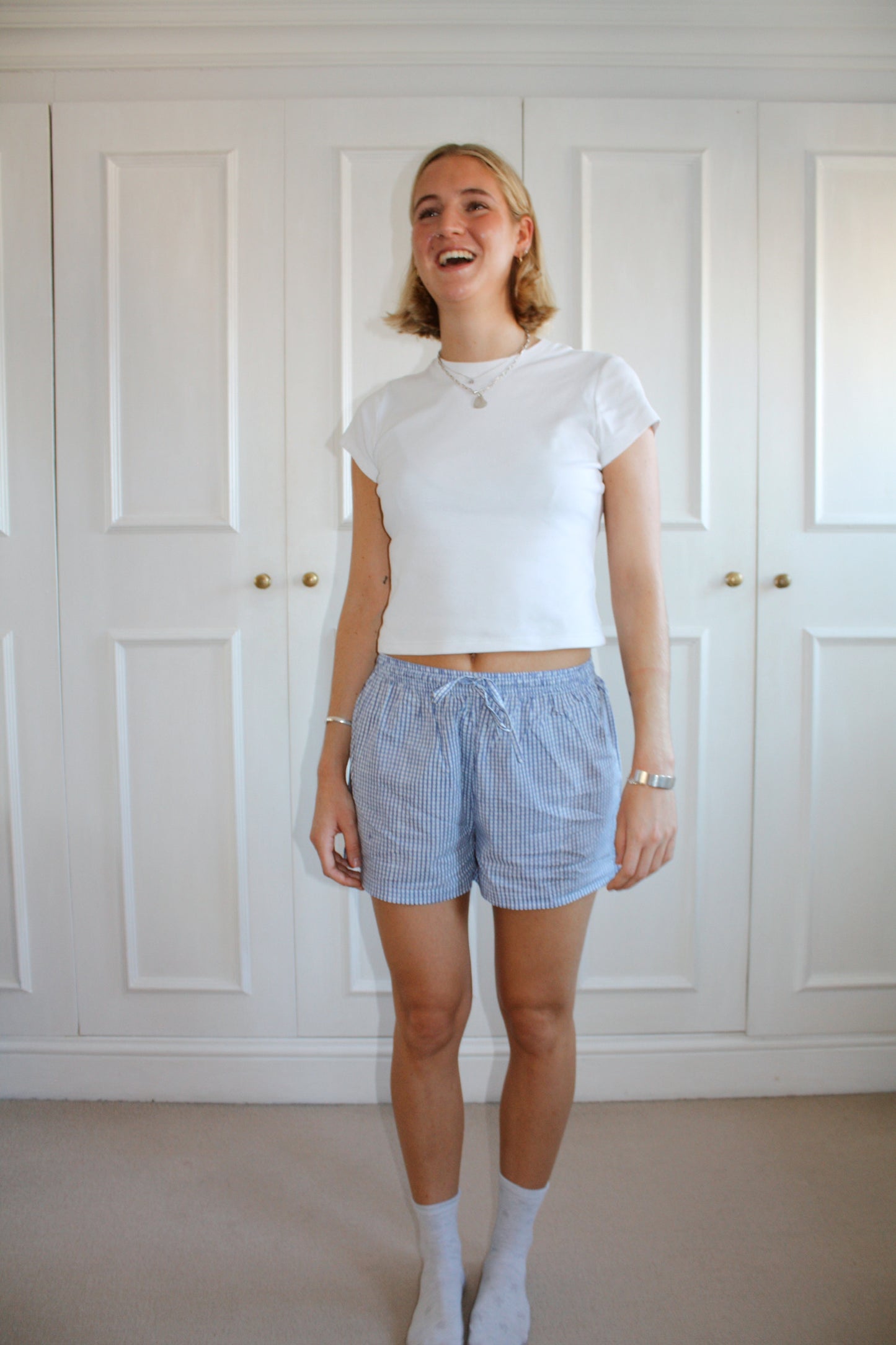 Blue Gingham Shorts