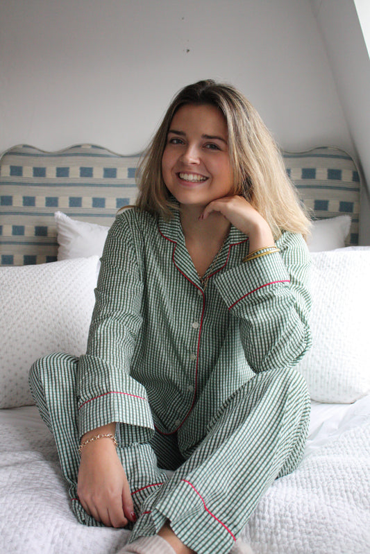 Green Gingham Long Pyjama Set