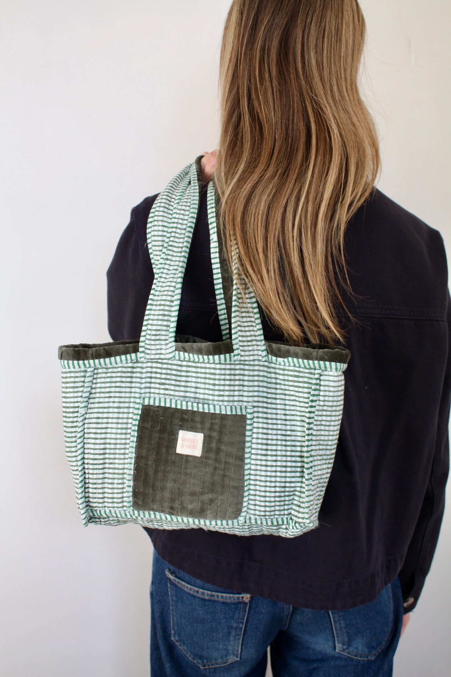 Green Gingham Velvet Bag