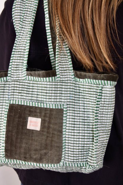 Green Gingham Velvet Bag