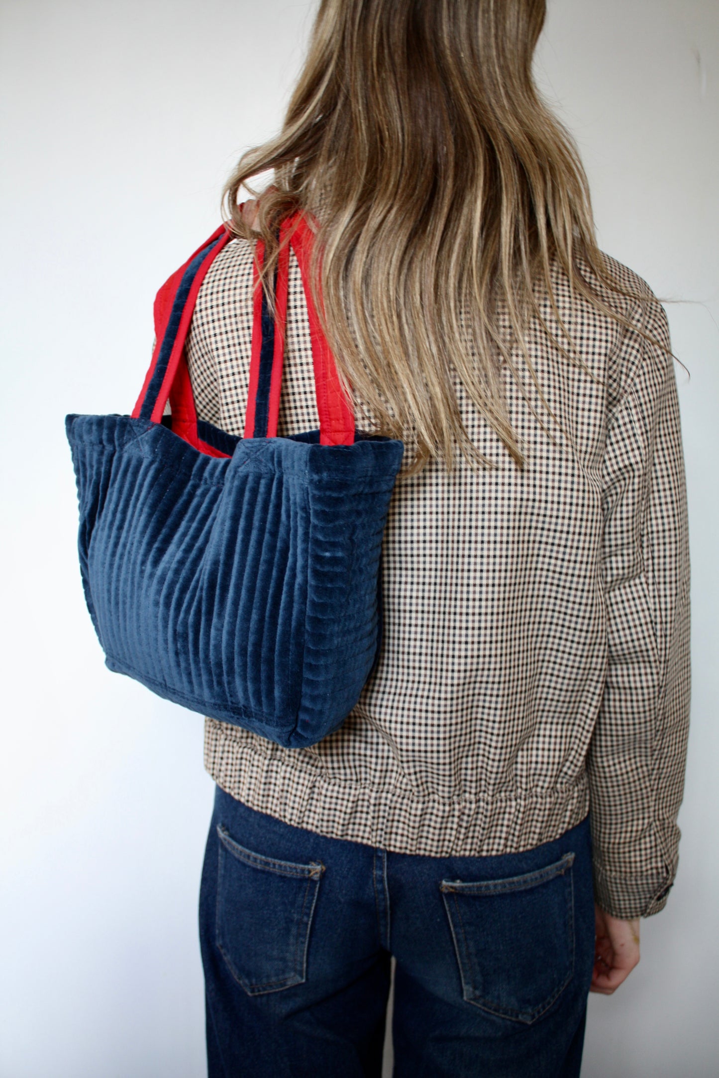 Navy Velvet Bag