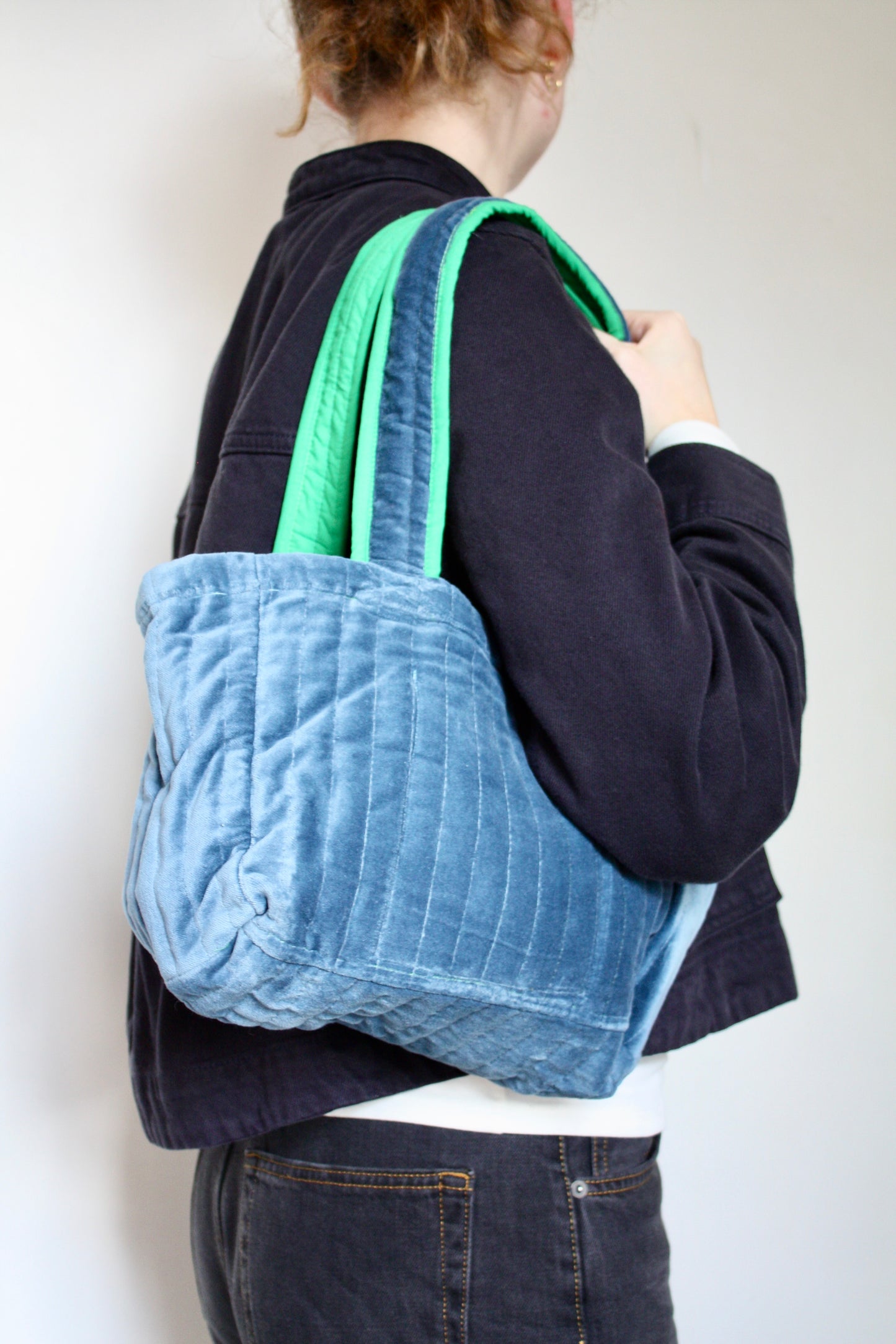 Blue & Green Velvet Bag