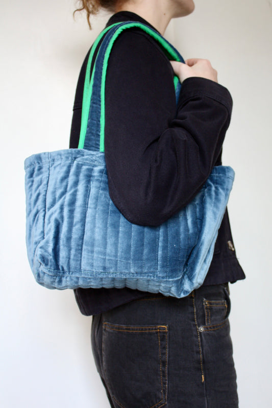 Blue & Green Velvet Bag