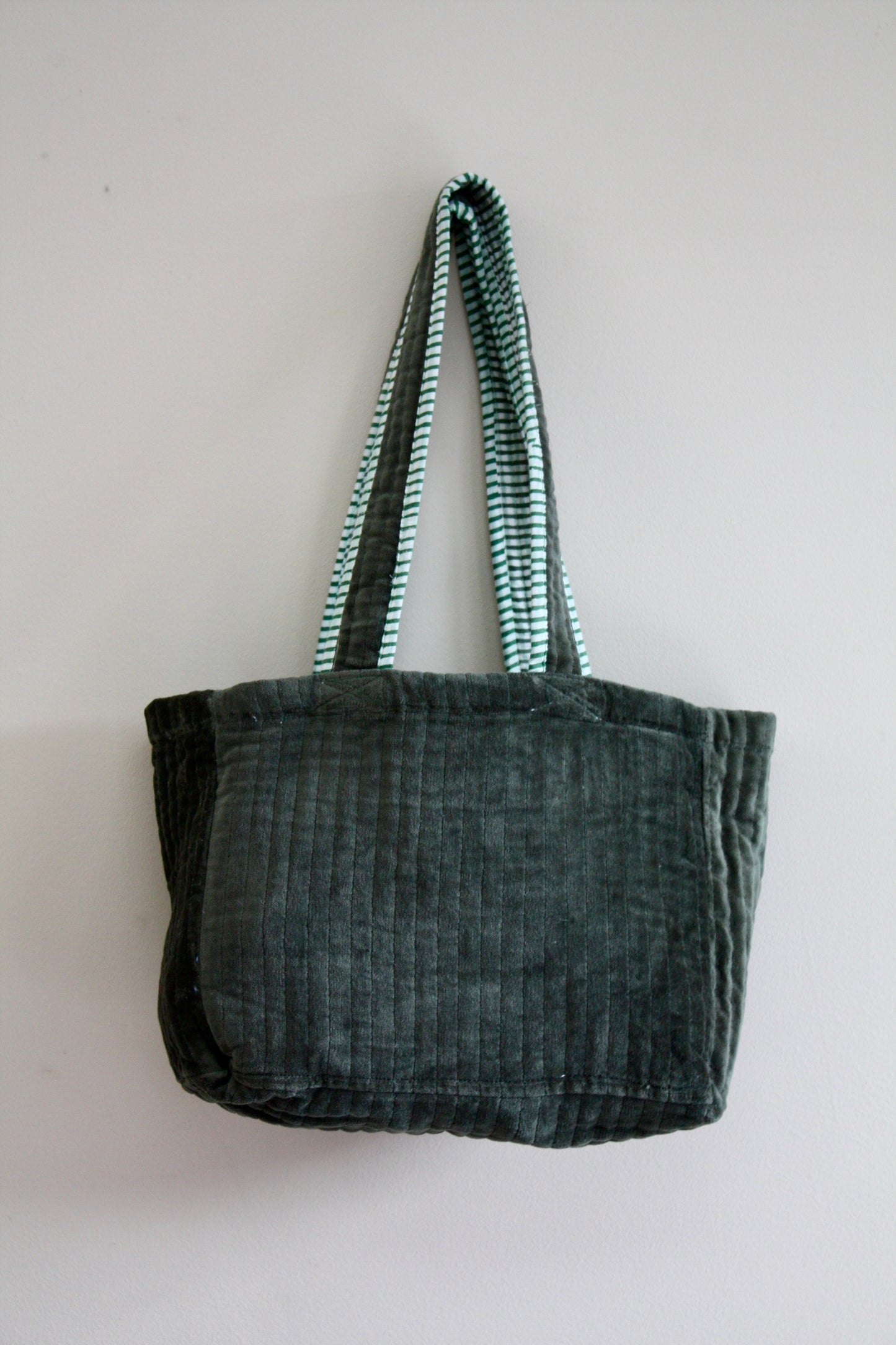 Green Gingham Velvet Bag