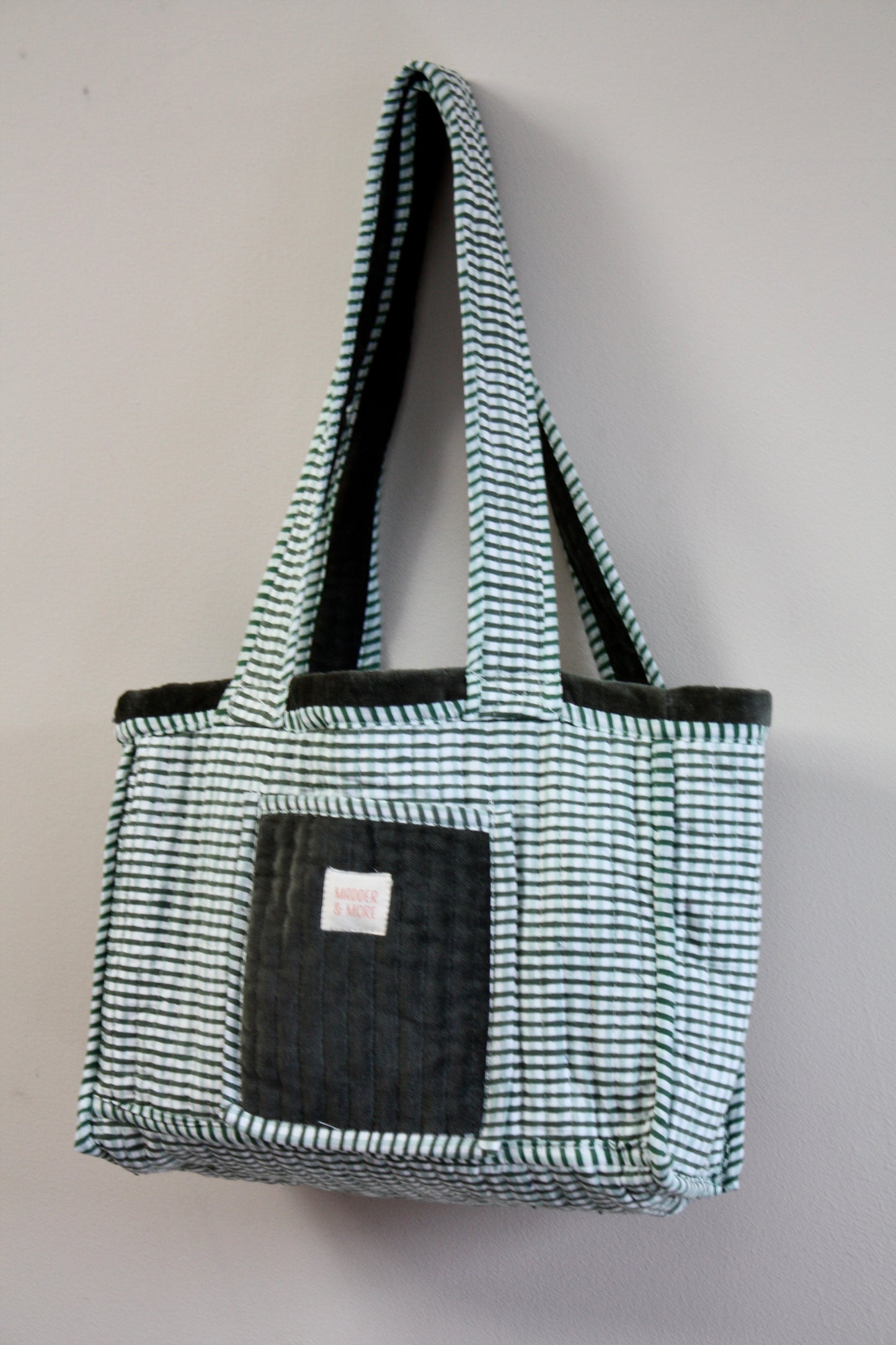 Green Gingham Velvet Bag