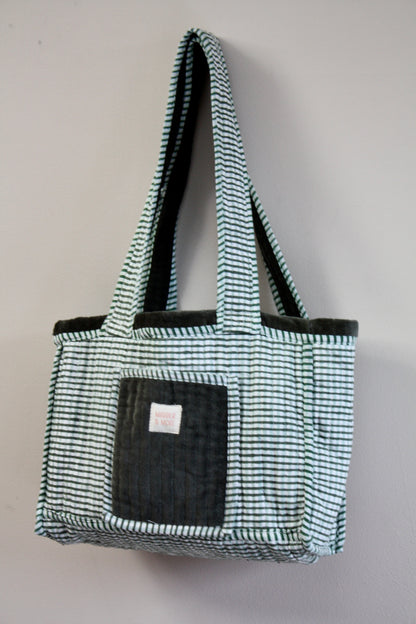 Green Gingham Velvet Bag