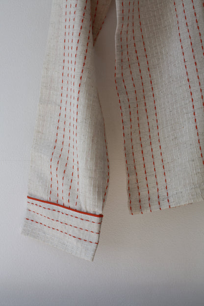 Handwoven Cotton Pyjamas - Orange Stitch
