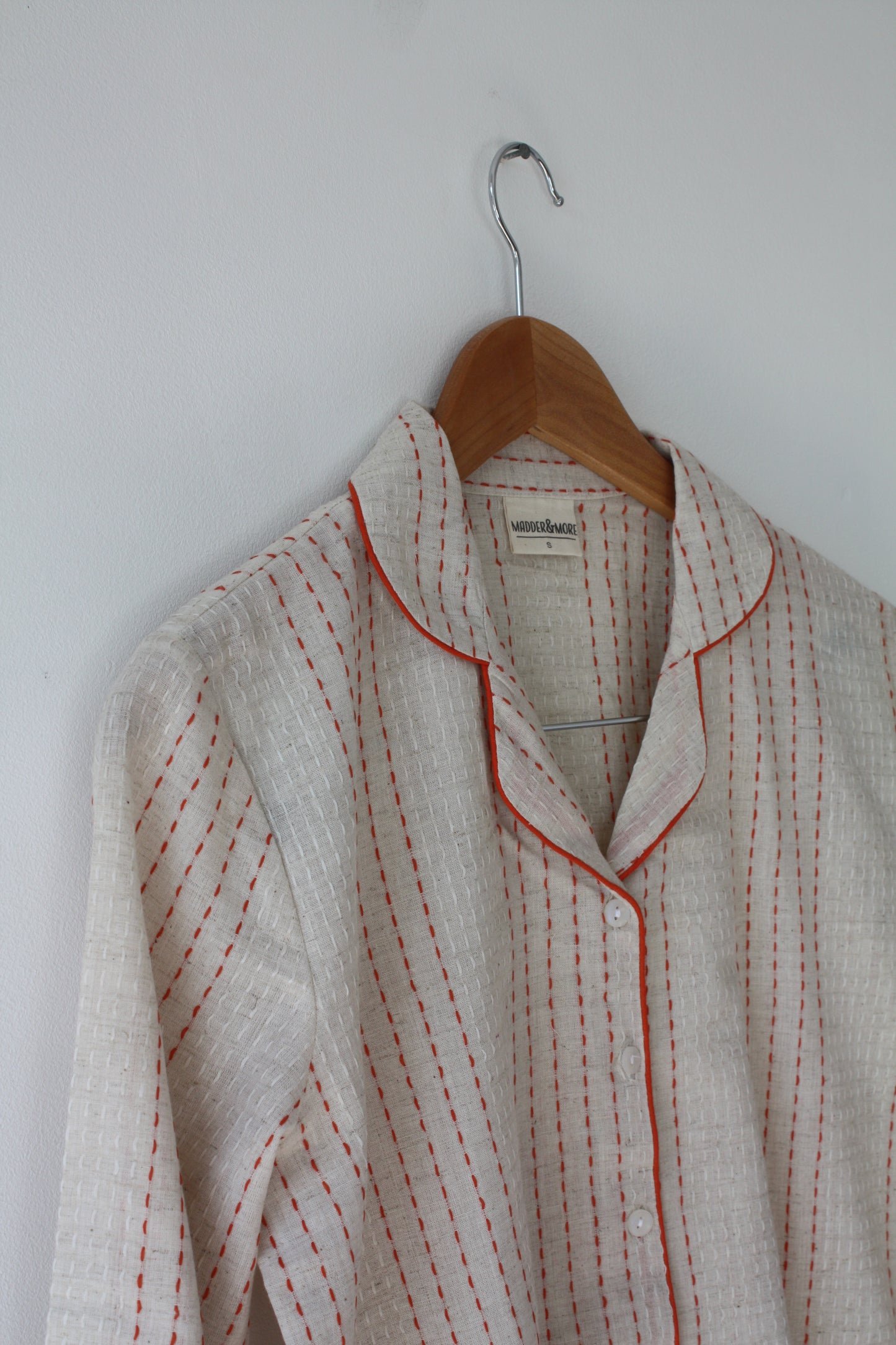 Handwoven Cotton Pyjamas - Orange Stitch