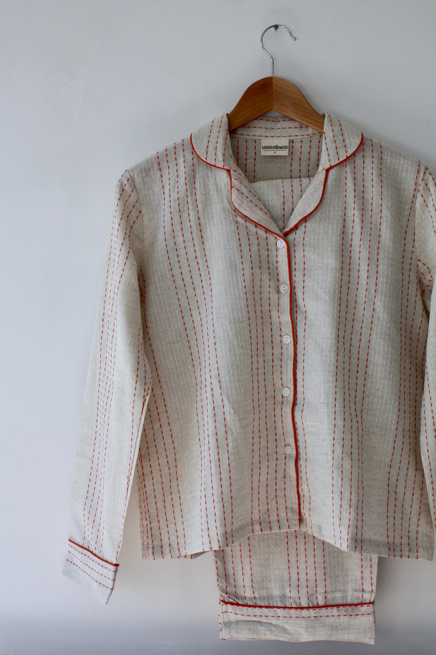 Handwoven Cotton Pyjamas - Orange Stitch