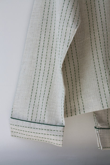 Handwoven Cotton Pyjamas - Green Stitch