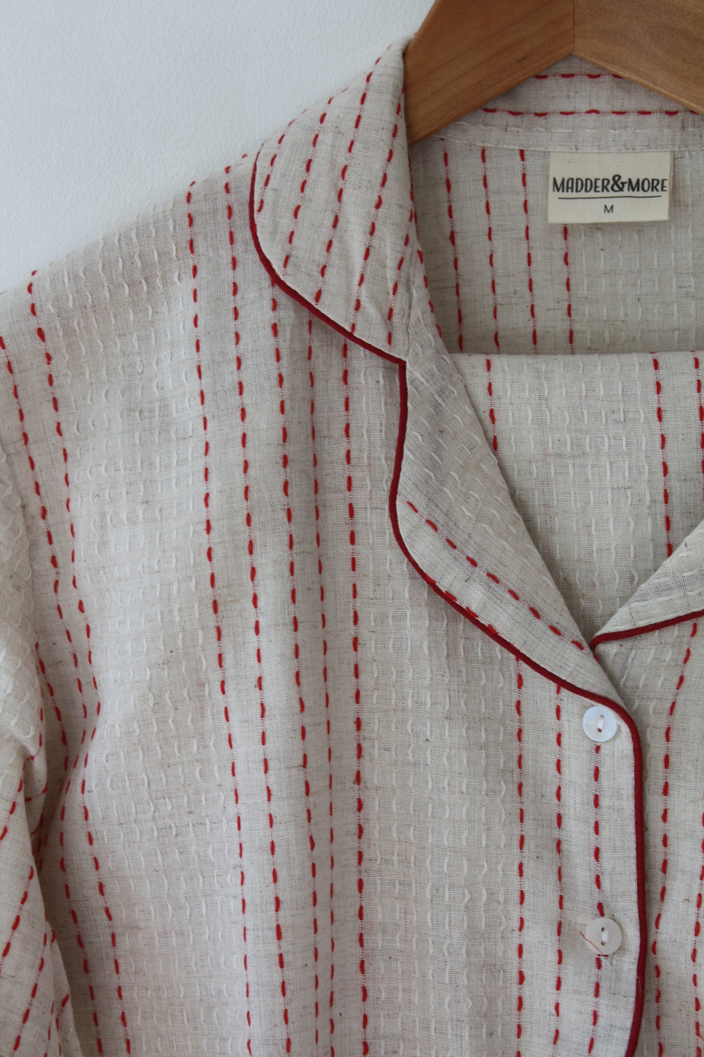 Handwoven Cotton Pyjamas - Red Stitch