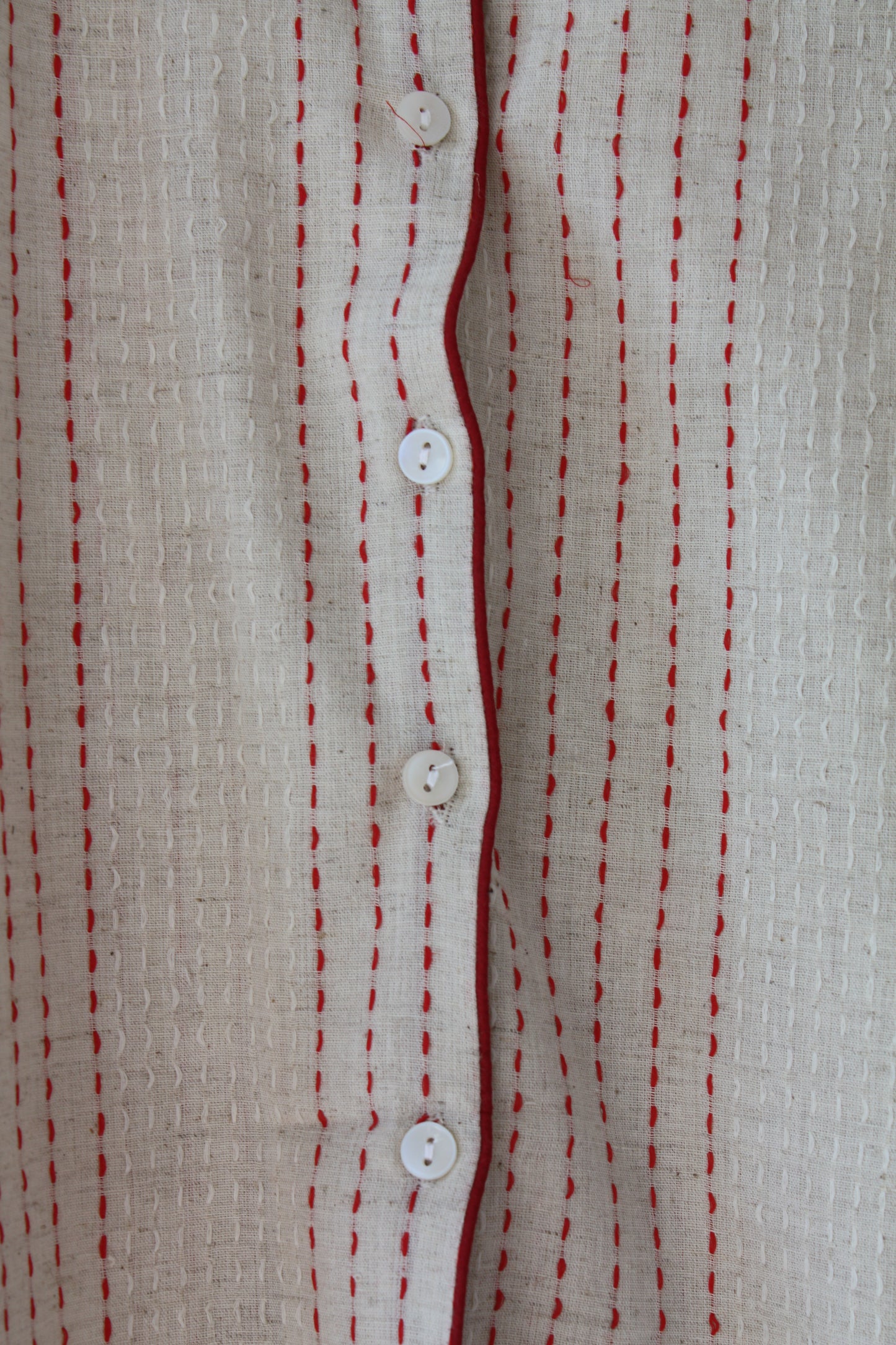 Handwoven Cotton Pyjamas - Red Stitch