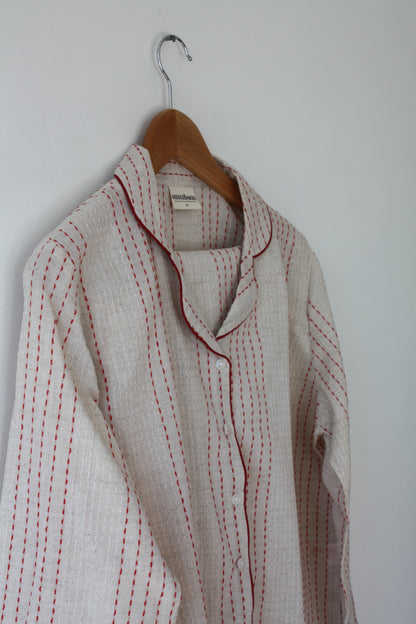 Handwoven Cotton Pyjamas - Red Stitch