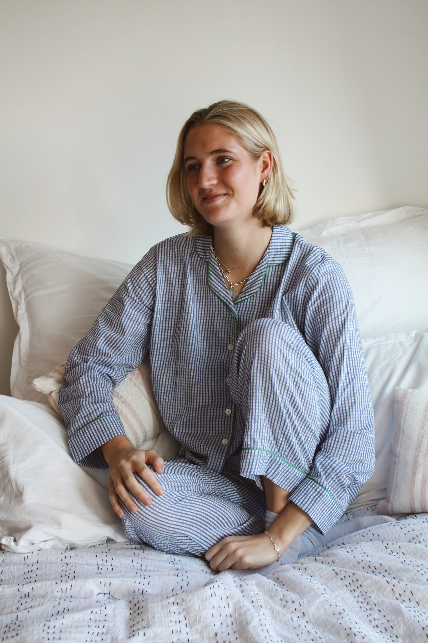 Blue Gingham Long Pyjama Set