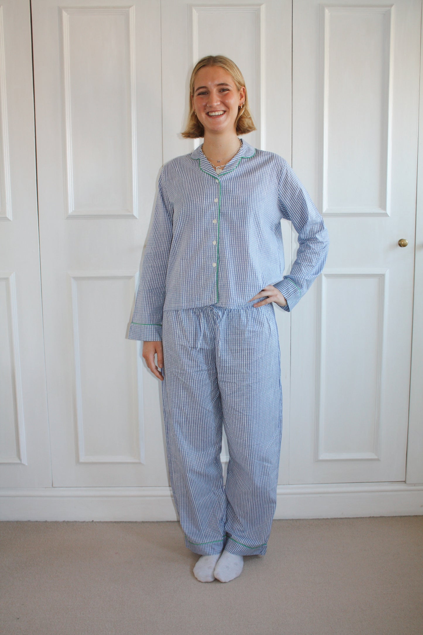 Blue Gingham Long Pyjama Set