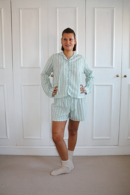 Green Stripe Short Pyjama Set