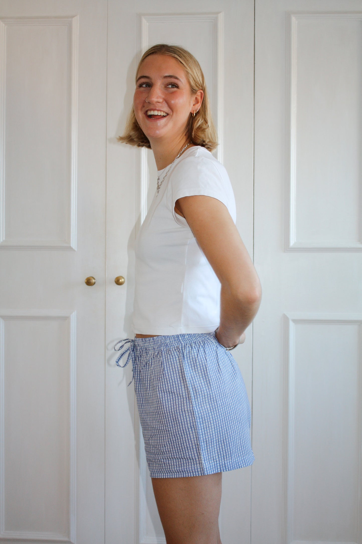 Blue Gingham Shorts
