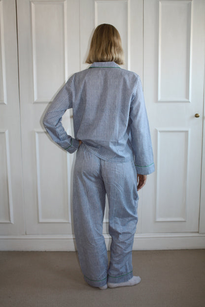 Blue Gingham Long Pyjama Set