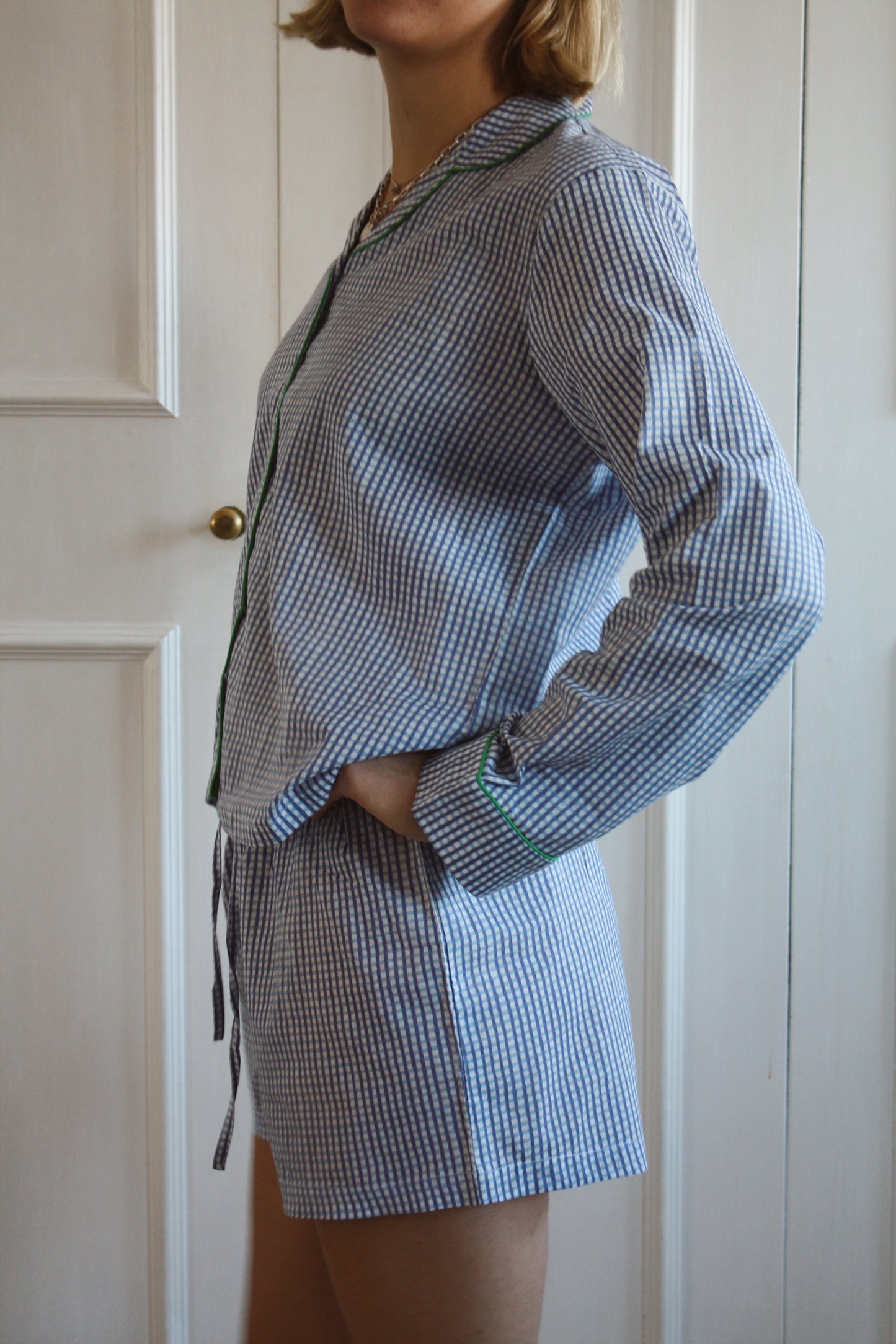 Blue Gingham Short Pyjama Set