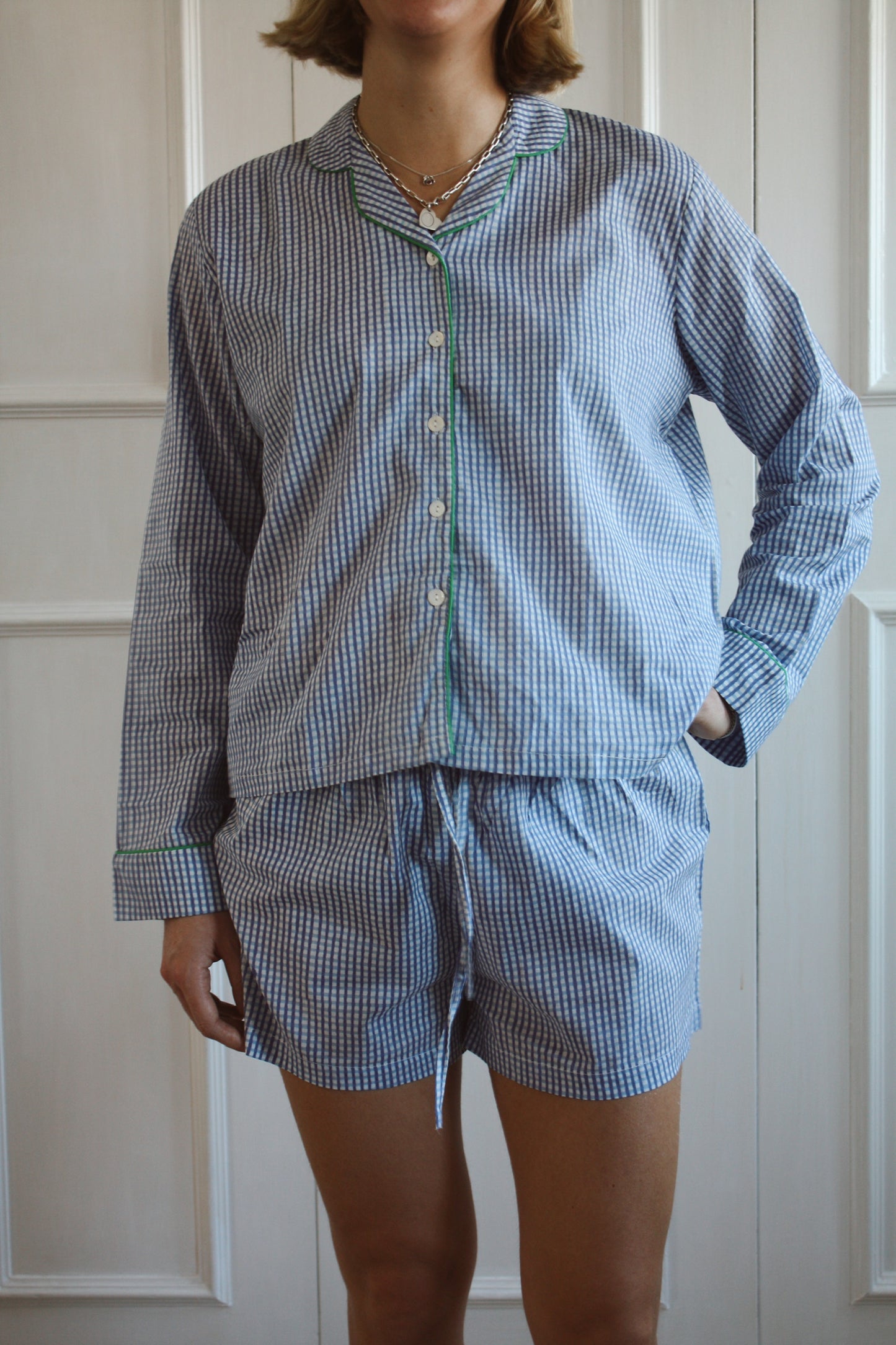 Blue Gingham Short Pyjama Set