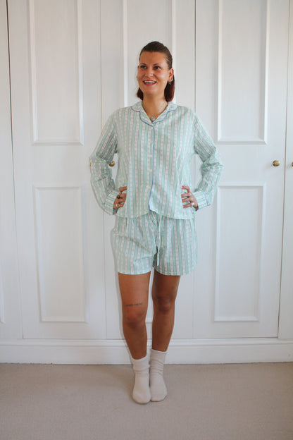 Green Stripe Short Pyjama Set